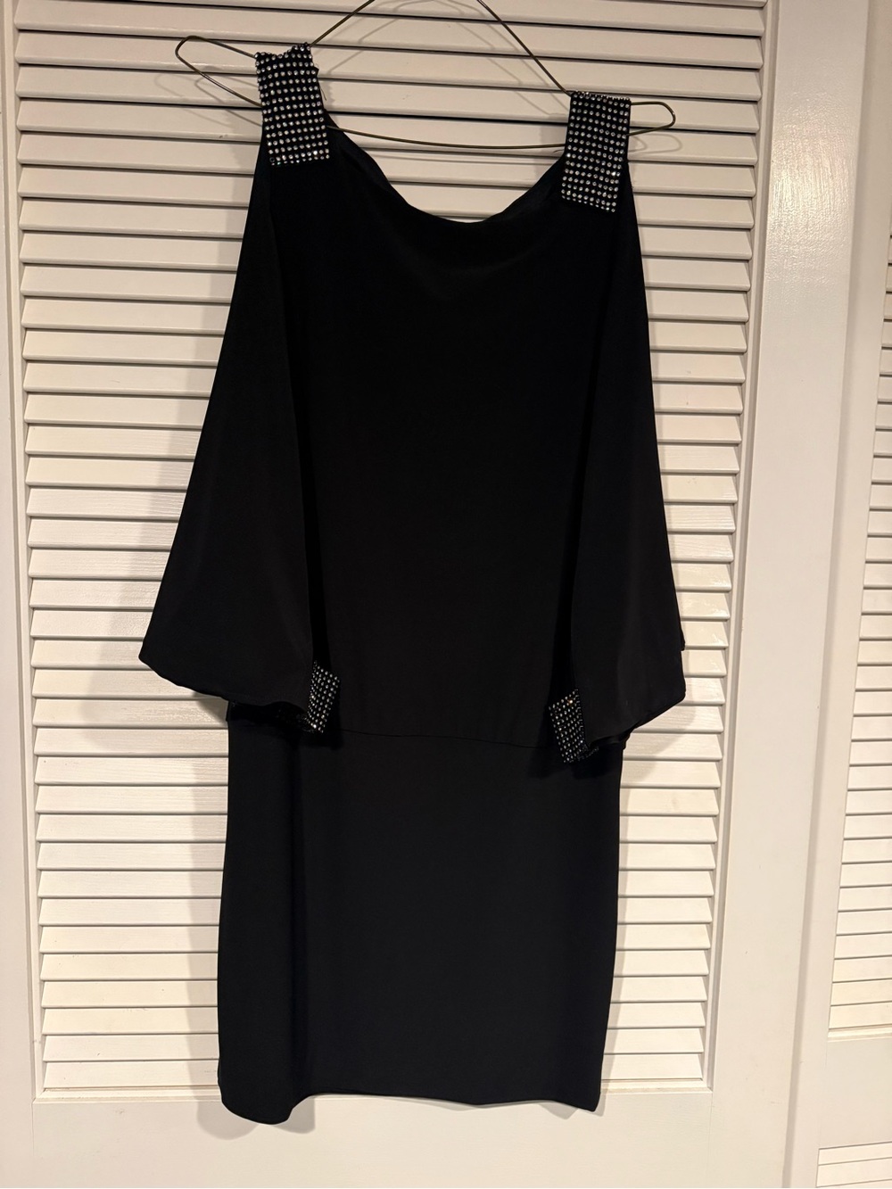 Betsy & Adam Black Mini Dress with Embellished Straps - Picture 4 of 6